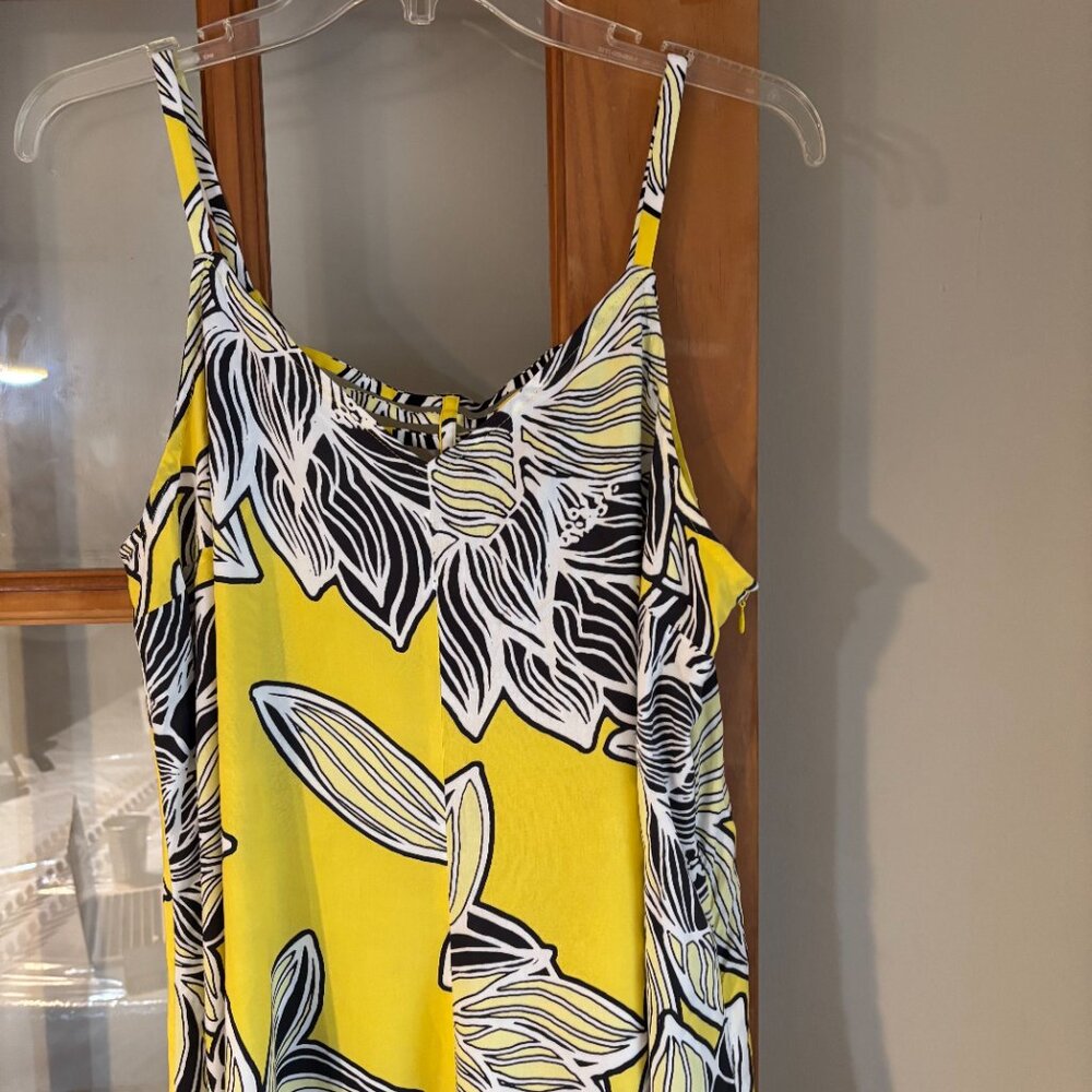 MSK Cropped Floral-Print Jumpsuit SZ: Large Yellow/White Floral - Picture 8 of 15